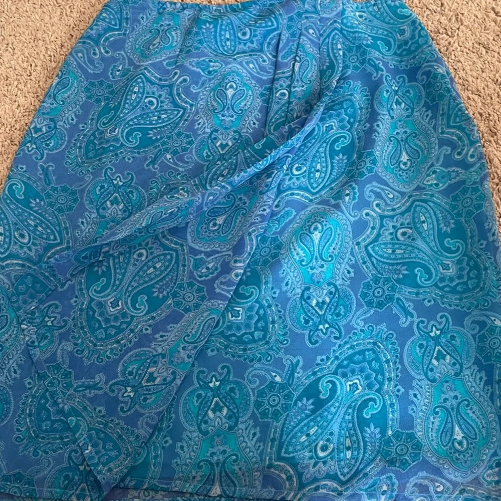 Worthington Blue Pleated‎ Paisley Skirt Size 8